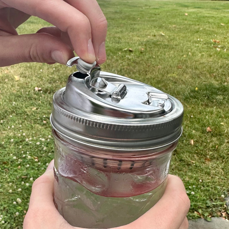 Stainless Steel 2-in-1 Drink and Fruit Infusion Lid, Wide Mouth Mason Jars