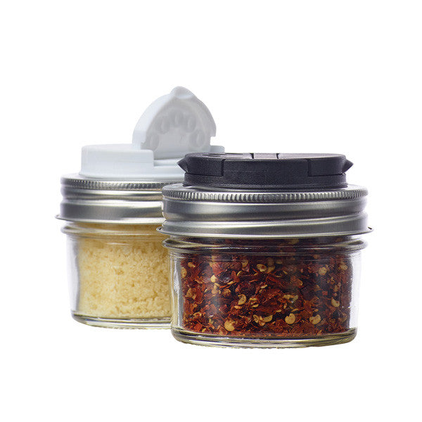 Jarware Set of 2 Spice Lids - Black and White - Mason Jar Accessory