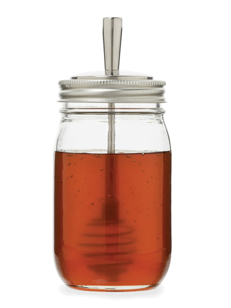 Stainless Steel Honey Dipper Lid, Regular Mouth Mason Jars