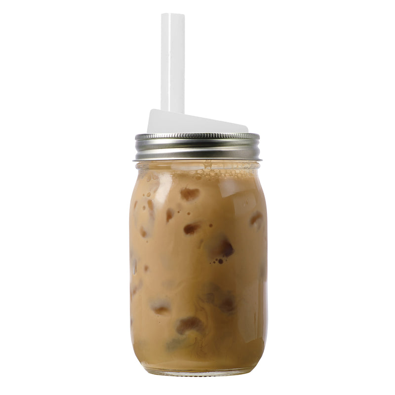 Silicone Drink Lids & Straws 4-Pack, Wide Mouth Mason Jars