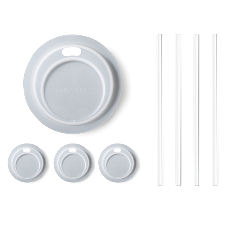 Silicone Drink Lids & Straws 4-Pack, Regular Mouth Mason Jars