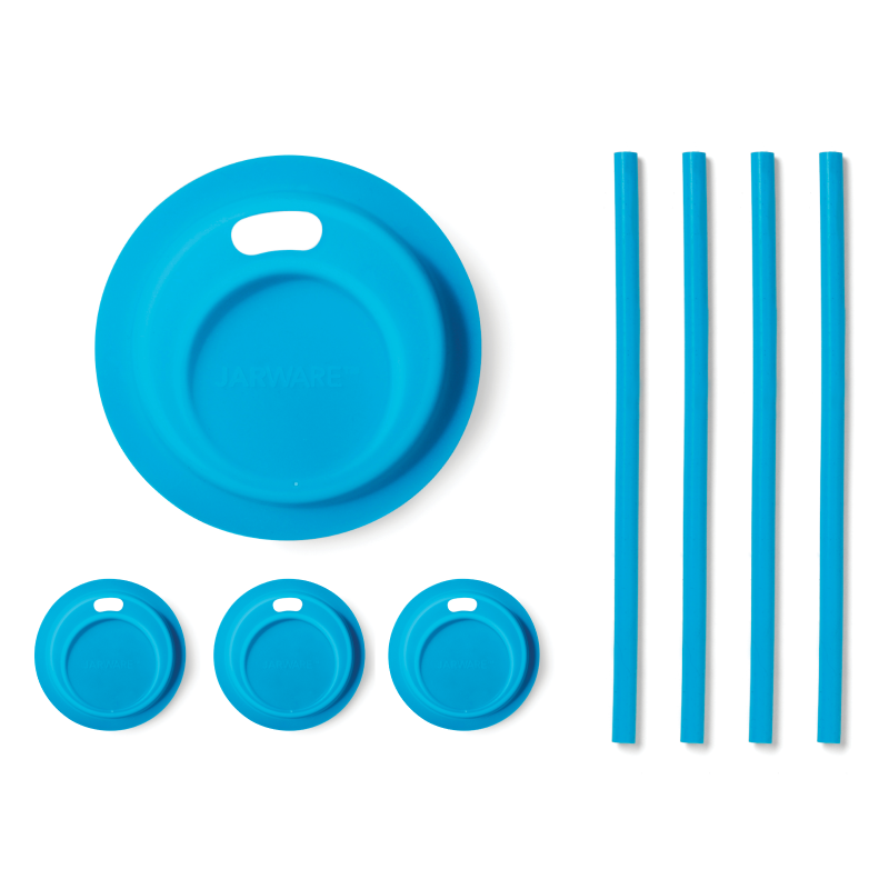 Silicone Drink Lids & Straws 4-Pack, Regular Mouth Mason Jars