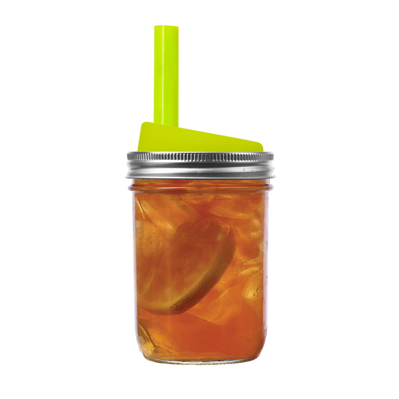 Silicone Drink Lids & Straws 4-Pack, Wide Mouth Mason Jars