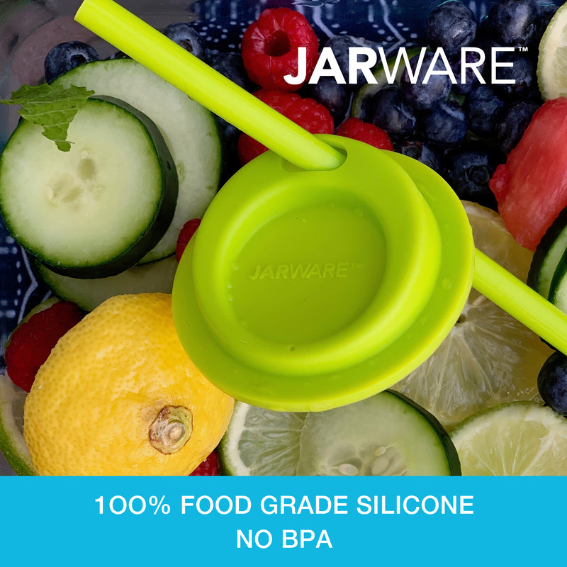 Silicone Drink Lids & Straws 4-Pack, Wide Mouth Mason Jars